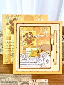 油画笔记本礼盒套装2024新款商务办公定制高颜值日记本笔记本错题本奖励礼物毕业礼物学习 - 彩色 - 查看 3