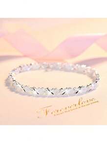 1入組時尚S990純銀女款鏈狀手鍊，簡約優雅韓式手鍊，是送給閨蜜或女友的完美生日禮物