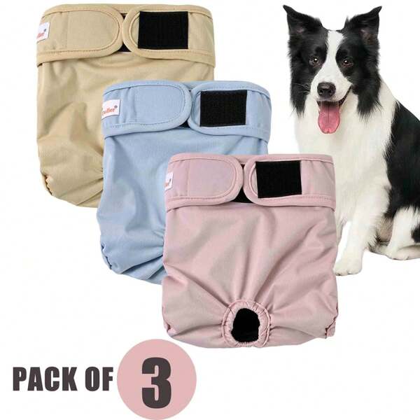 3pcs Dog Diaper Pants Reusable Female Diaper Washable Wrap Pee Panty Clothes Costumes Cosplay Puppy Dog Period Menstrul Diaper For Urinary Incontinence