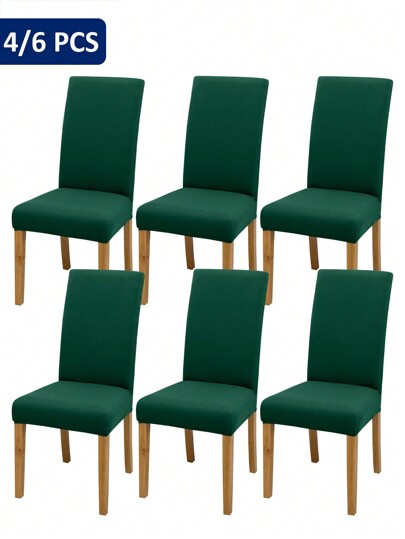 4pcs/6pcs/8pcs/10pcs Plain Chair Covers, Stretch Polyester Fabric Chair Slipcovers, Modern Style Removable For Living Room, Dining Room, Bedroom, All Season
