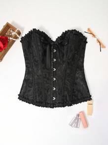 Corset strâns cu șireturi pentru femei, top modelat pentru corp, corset jacquard Palace, potrivit pentru purtare cu o rochie, pentru Halloween