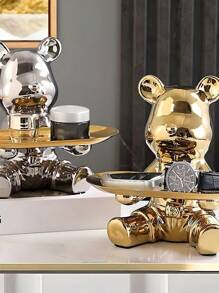 Eine keramische bärförmige Platte, dekorative Platte zum Aufbewahren und Präsentieren von Schmuck, geeignet für Esszimmer und Wohnzimmer Dekoration, Valentinstag, Schulbeginn