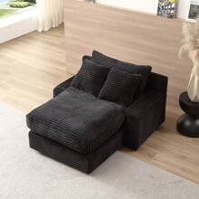 LZ Home Modern Luxury Sofa Couch For Living Room Quality Corduroy Upholstery Sleeper Sofa Bed Daybed - 黑色 - 查看 7