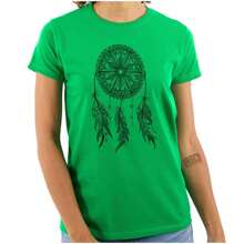 Native American Wolf Dream Catcher Womens T Shirt Ladies Tee