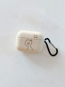 1pc Shy Duck Print Matte White Earphone Case With Black Hook, Compatible With Apple 1/2, Pro, 3, Pro (2nd Generation), 4, Pro 3 (Earphone Case Only, No Earphones Included) - Multicolor - View 4