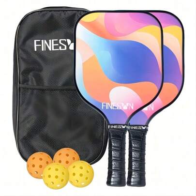 FINESUN Finesun Pickleball Paddle, FS2-S2, Fiberglass Pickleball Set With 2 Pickleball Rackets, 4 Indoor And Outdoor Pickleball Balls, Portable Pickleball Bag, Home Racquet Set For Men And Women,Halloween Christmas Gifts