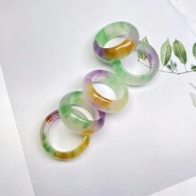 1件天然八善玉戒指，時尚優雅寶石女戒指，多種顏色可供選擇，尺寸均碼，訂婚戒指，翡翠首飾，個性化媽媽禮物，送給她的禮物，手工製作戒指。 - E - 查看 2