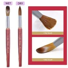 Pincel de uñas acrílicas Kolinsky, pincel de uñas acrílicas Kolinsky para aplicación de acrílico con mango de madera, kit de uñas acrílicas para salón de arte de uñas profesional, hogar y bricolaje