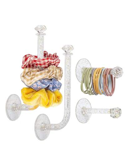 1/2pcs,Hairband Organizer,Transparent Hooks For Hair Bands,Hair Bands Jewelry,Wall Hooks,Sticky Wall Hooks,For Holiday Beach, Bathroom Collection, Bedroom Collection, Large Capacity