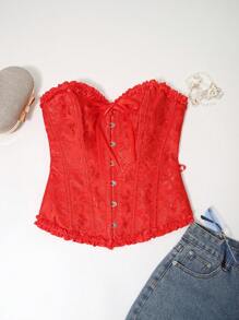 Top cu corset strâns în față pentru femei, îmbrăcăminte modelată în stil palat jacquard, potrivită pentru a fi purtată cu o rochie