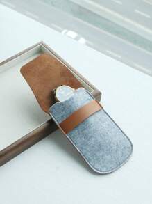 Personalized Leather Felt Watch Pouch Travel Watch Case For Men Custom Engraved Watch Box Strap Pouch, Housewarming Gifts Watch Organizer Brown - Brown - View 2