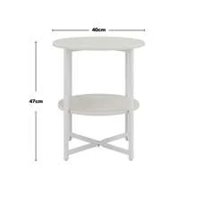 LIVINGANDHOME Living And Home 1 Piece 2 Tiers Modern Small Round Coffee Table,Side Table,Sofa Side Table,Tea Table,Home Storage Table,Nightstand Table,Corner End Table For Living Room,Bedroom,Kitchen,Balcony,Office,Indoor,Outdoor - White - View 7
