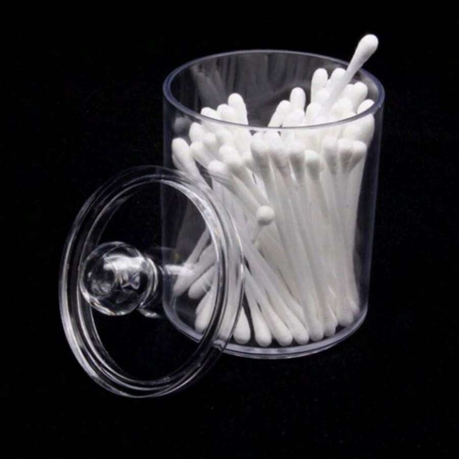 1pc Clear Acrylic Desktop Cleaning Rod Toothpick Powder Puff Storage