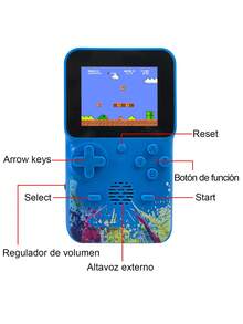 1 Pieza Máquina De Videojuegos Portátil De Juegos Clásicos De 8 Bits, Mini Consola Retro Con 500 Juegos G-620 - Azul - Ver 6
