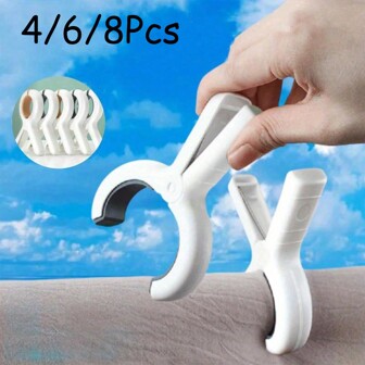 5pcs Heavy Duty Plastic Beach Towel Clips - Keep Towels, Clothes, And Blankets Securely In Place For Drying On Clothesline Or Hanging Rack,Clothespins, Windproof Clothes Clips, Large Size Clothes Pegs For Washing Line, For Chair Jumbo Size Plastic Clothes Pegs For Pool Lounger Secure Clips For Beach Chairs, Random Color