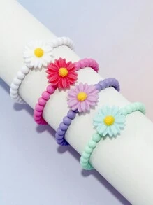 8pcs/Set Girls' Lovely Daisy Flower Pendant Necklace And Bracelet Set, Suitable For Holidays, Parties And Birthday Gifts