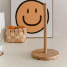 1 pieza Soporte para toallas de papel, dispensador de rollo de papel de seda de madera, soporte independiente para rollo de toallas de papel, colgador de papel, soporte de papel de toalla de madera para cocina o restaurante - bambú - Ver 4