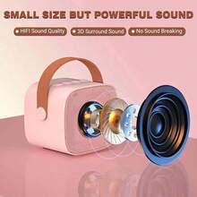 Karaoke Machine For Adults, Mini Portable Karaoke Speaker With 2 Wireless Microphone, Family Home Party - Pink - View 2