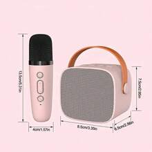 Karaoke Machine For Adults, Mini Portable Karaoke Speaker With 2 Wireless Microphone, Family Home Party - Pink - View 6