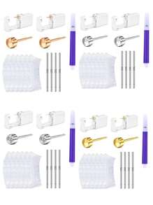 13Pcs Ear Piercing Kit With Sterling Silver Rose Gold Earrings Stud,Self Ear Piercing Gun Kit Tool Ear Stick For Piercing Aftercare And Disposable Waterproof Ear Cover 4mm Earring Studs - Multicolor - View 7