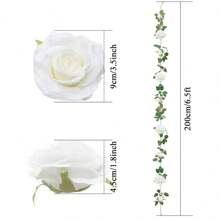 1pc 200cm/6.5ft Artificial White Rose Vines Floral Garlands Total ,Fake Vine Silk Flower Garland For Indoor, Outdoor Home Wedding Arch Garden Wall Decoration, Valentine Day, Gift