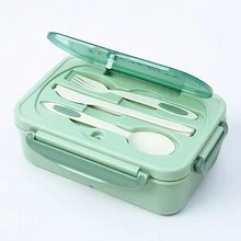 1 件便当盒成人午餐盒，学生午餐盒，开学季 42 盎司容器，适用于成人男女，带 4 个隔层，午餐食品容器，带餐具、酱汁罐、松饼衬垫，可放入微波炉和洗碗机，棕色，开学季 - 彩色 - 查看 10