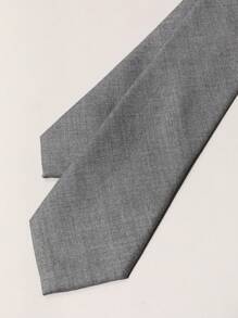 1pc Men's Fashionable Plain Light Gray Thick Necktie Made Of Suiting Fabric, Suitable For Business And Daily Wear Men Necktie - Light Grey - View 4