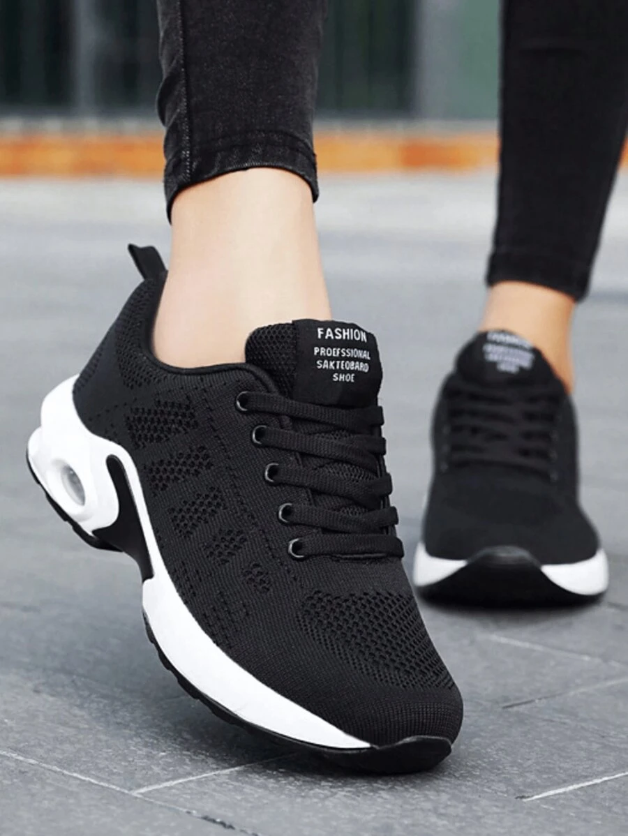 Zapatillas de Tenis Ortopédicos para Mujeres Cómodas, con Suela Gruesa y Transpirable, Ideales para Correr y Caminar. - Negro - Ver 1