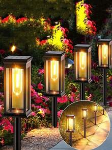 1入組室外太陽能路燈，IP65防水自動開關太陽能花園燈，太陽能山水路徑草坪燈，聖誕節園藝裝飾燈，用於草坪，花園，後院，車道，公園，庭院，人行道照明裝飾燈 - 彩色 - 查看 1