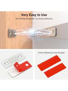 1入組免打孔磁性門鎖適用於滑動門,抽屜,衣櫃