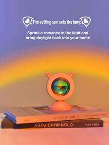 1 pieza de lámpara única ajustable LED de atardecer, luz proyectadora de ambiente de atardecer, iluminación decorativa de fondo de foto, mini lámpara de mesa con ambiente de arcoíris para proyección en el dormitorio - Rosa - Ver 11