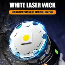 Super Bright White Laser Flashlight, Stretchable And Focusable For Long Distance, TYPE-C Rechargeable Portable Flashlight, Suitable For Outdoor Lighting And Hiking - Black - View 4