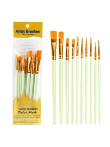 60pcs/10pcs Plastic Handle 10pcs Oil Painting Brush Set, Painting Watercolor Hand-Painted Fine Art Brush Set