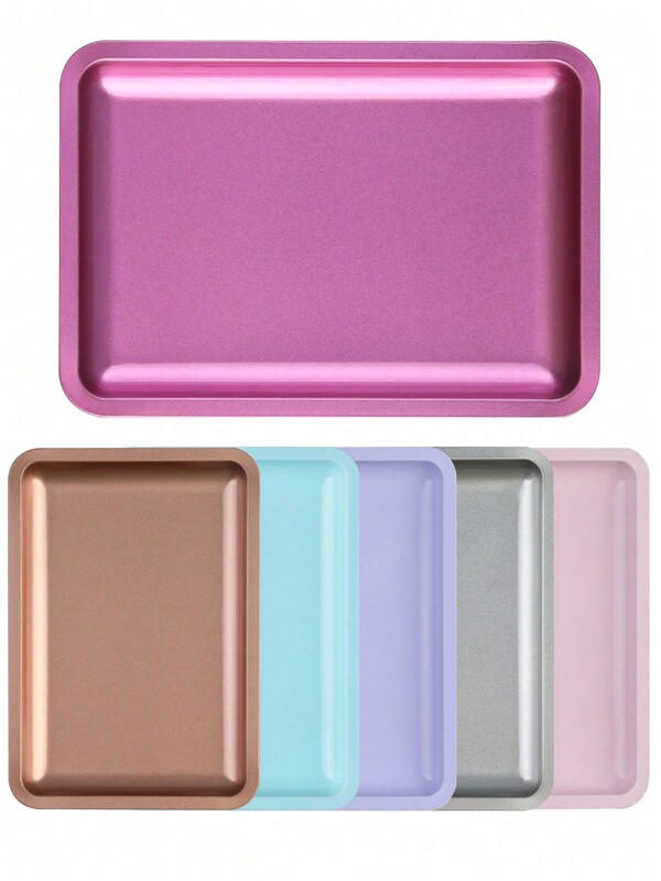 1 Stück Edelstahl Nagelkunst Tablett Make-up-Palette, rechteckiges Nagelkunst-Ausstellungsregal, Nagelkunst-Palette, Nagellack-Palette, Aufbewahrungswerkzeug, für die Aufbewahrung kleiner Gegenstände und DIY-Schmuckherstellung
