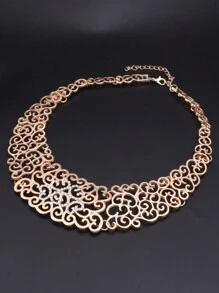 1 Set Vintage Gold Crystal Hollow Design Necklace, Earrings, Bracelet, Ring Jewelry Set, Suitable For Women Wedding Bride, Banquet, Party, Daily Wear, Gift