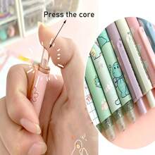 3/6/9pcs Push-Button Erasable Pens, Blue, Magic Pen, Children Stationery, Student Prizes, Writing Pens, Ballpoint Pens (Pattern Random) - Blue - View 8
