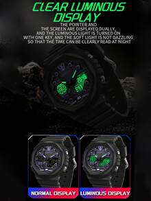Reloj electrónico clásico y moderno para hombre de moda SANDA, resistente al agua y a los golpes, reloj digital deportivo para correr, campamento, natación, luminoso con hora mundial, calendario, semana, fecha, alarma, reloj de pulsera, cronómetro LED multifuncional militar de 12/24 horas. - Negro - Ver 5