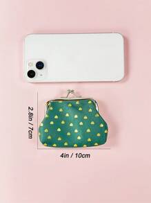 Heart Printed Fabric Mini Kiss Lock Coin Purse With Hot Stamping