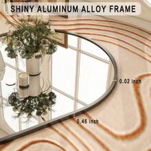 Arched Full Length Mirror 71"X26" For Bedroom, Full Body Mirror With Stand, Hanging Or Leaning For Wall, Aluminum Alloy Thin Frame Floor Standing For Living Room, Tall Home Decor Back To School Room Decor School Supplies - 黑色 - 查看 6