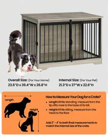 HaluPeit Dog Cage Furniture, Dog Box, 2 Doors, Modern Dog House For Small/Medium/Large Dogs Up To 100 Kg, Side Table, Dog House For Home, 60 X 100 X 68 Cm - Grey - View 4