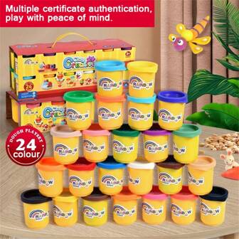 24 Colors Jar, 12/24 Colors Refill Pack, Multi-Color Air Dry Modeling Clay, Children Sculpting Clay, Non-Stick Ultra-Light DIY Magic Clay With Carving Tools And Game Cards, Children Art And Craft Gift, Suitable For Developing Hands-On Ability, Cultivating Children's Creativity, Educational Toy