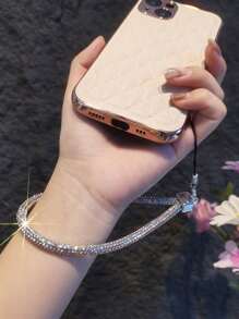 Fashionable Multi-Color Mobile Phone Hanging Strap, Short/Long Wrist Style With Rhinestone Chain For Women, Handmade Luxury Rhinestone Pendant Gifts For Mother, Family, Friends, Birthday, Holiday Phone Charm, Phone Chain