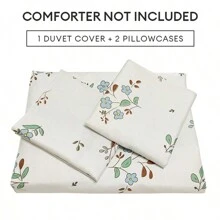 3 cái/bộ Ánh sáng Xanh Hoa Phong cách công chúa Bộ chăn ga gối ( 1 Vỏ chăn Duvet Và 2 Vỏ gối ) Không có chất độn - Xanh và trắng - Xem 3