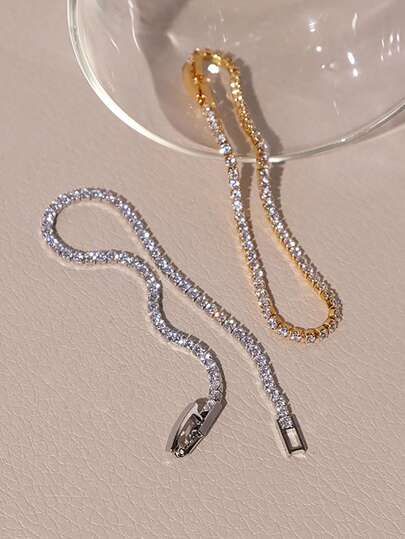 1pc Fashionable Classic 2.5mm Cubic Zirconia Women's Tennis Bracelet