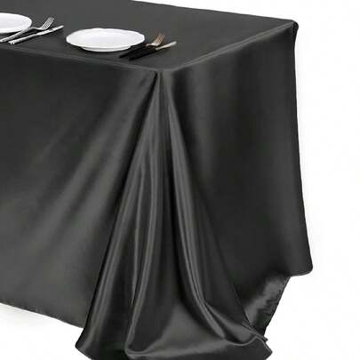 1/2Pcs Elegant Black Satin Tablecloth,Smooth Shiny Table Cover,145*220/145*259/260/275cm Polyester Rectangular Tablecloth,Wedding Decor,Bridal Shower Supplies,Engagement Ceremony Decor,Birthday Party Supplies,Restaurant Decorations,Luxury Satin Tablecloth For Dining,Banquet,Holiday Party Decoration Supplies,Home Decor,Table Decor,Party Event Decor