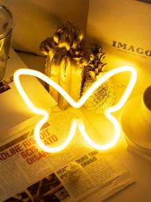 1 pieza Decoración del hogar Luz de neón con forma de mariposa, alimentada por USB o batería, decoración de habitación interior, luz de neón con forma de mariposa, adecuada para decoración de dormitorio, mesa, dormitorio de niña, pared, fiesta, decoración de boda, luces de decoración de fiesta de cumpleaños, regalo de Navidad para amigos - Rosa - Ver 15