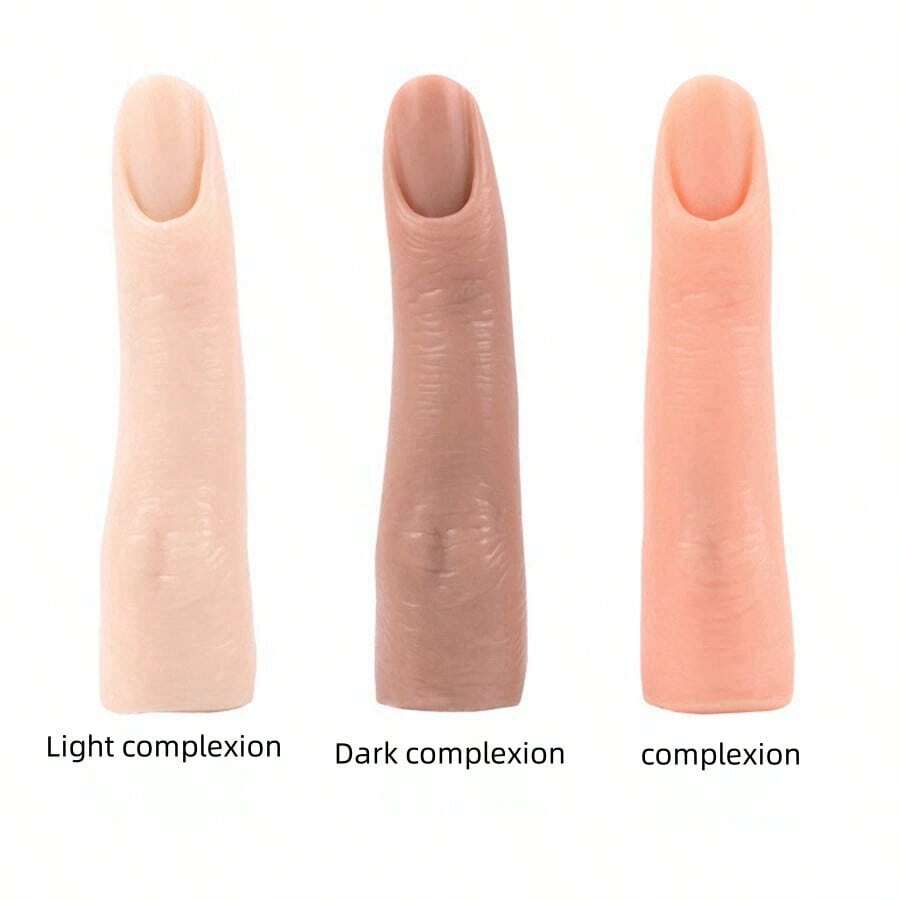 1pc Nail Art Practice Flexible Silicone False Finger Model, With Joint And Replaceable Nail Tip - Multicolor - View 1