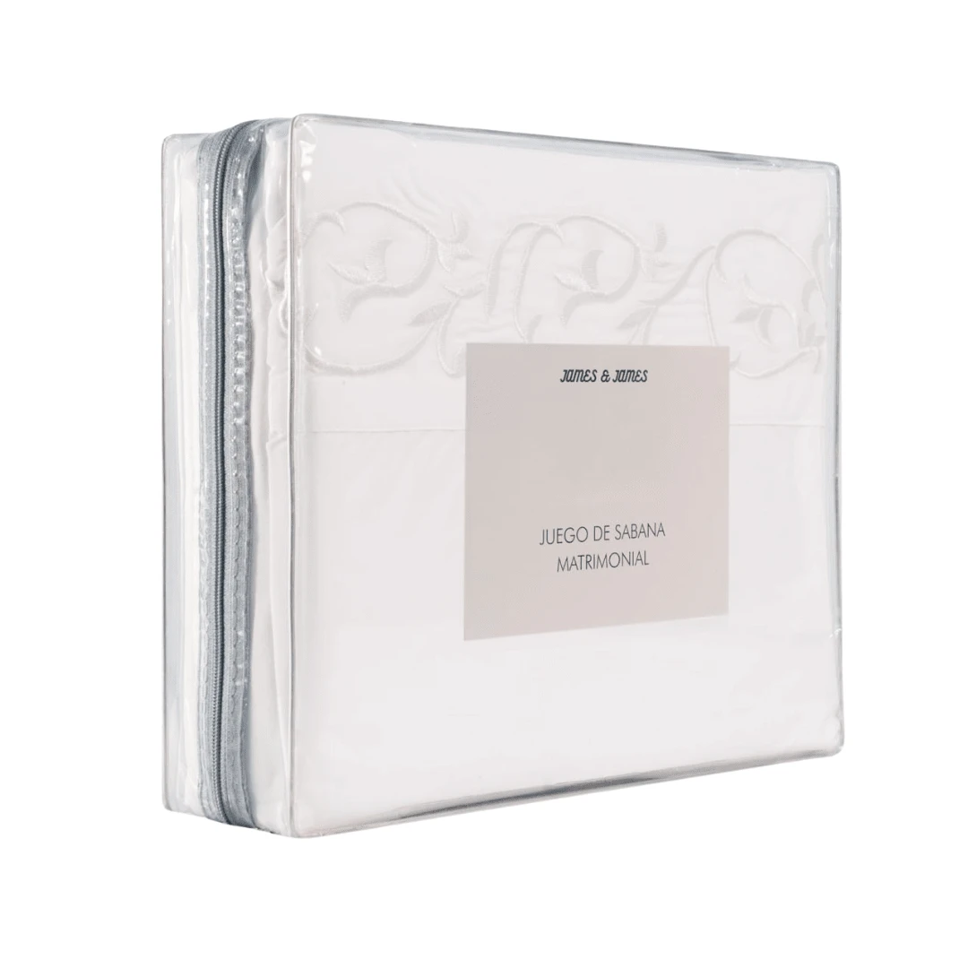 Sábanas Matrimoniales De Algodón Egipcio 1800 Hilos - Blanco - Ver 1