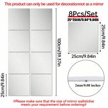 4pcs Of Square Mirror Wall Stickers, 2mm Thick Acrylic Material 3D Mirror Wall Tiles, Suitable For Living Room, Bedroom, Kitchen, Bathroom. Best Gifts Birthday Graduation Home Decor Back To School Room Decor School Supplies