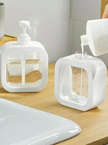 1 pieza Botella recargable para loción, acondicionador de cabello, champú, gel de ducha, detergente para ropa, botella vacía para jabón líquido para viajes, botella grande para champú/gel de ducha con capacidad grande, botella de presión vacía para jabón líquido, botella de luz de lujo para agente de limpieza - Multicolor - Ver 5